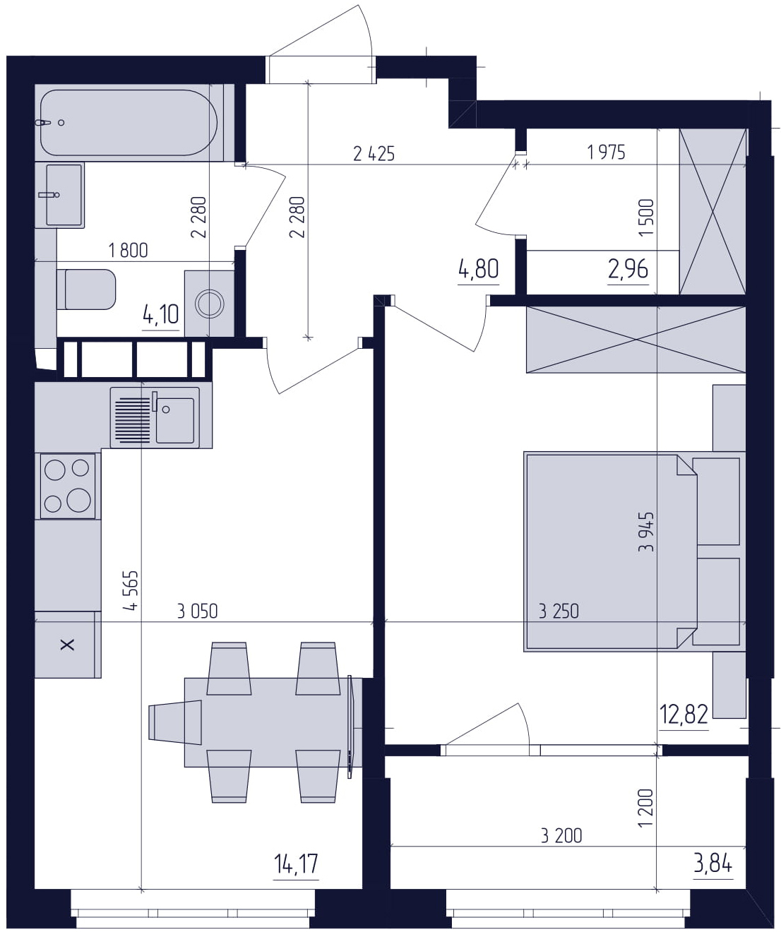 1-комнатная 42.46 м² в ЖК Современный квартал от 24 800 грн/м², Киев