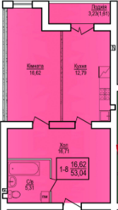 1-кімнатна 53.04 м² в ЖК Будинок №20 від 11 000 грн/м², м. Васильків