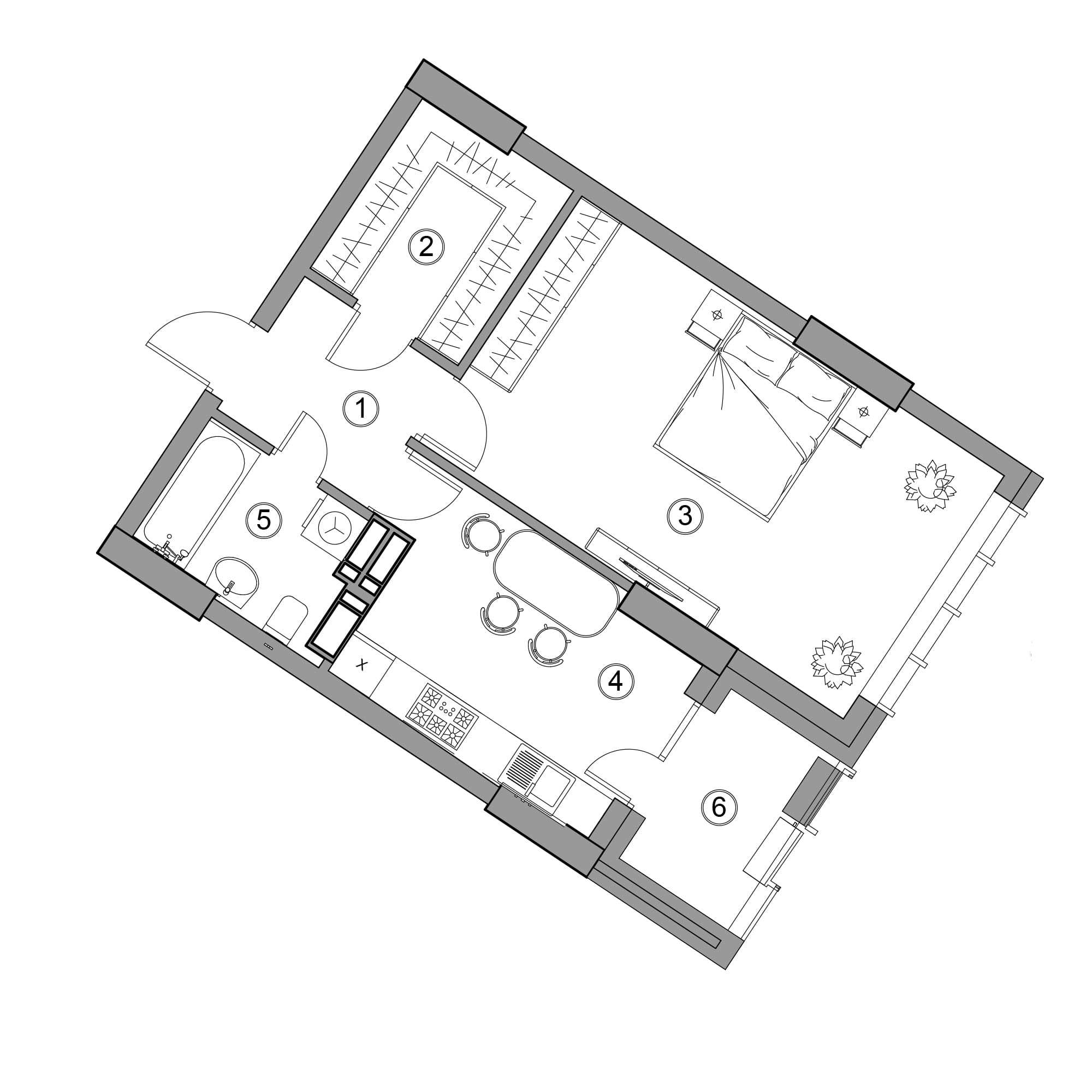 1-кімнатна 49.43 м² в ЖК Aria від 59 000 грн/м², Київ
