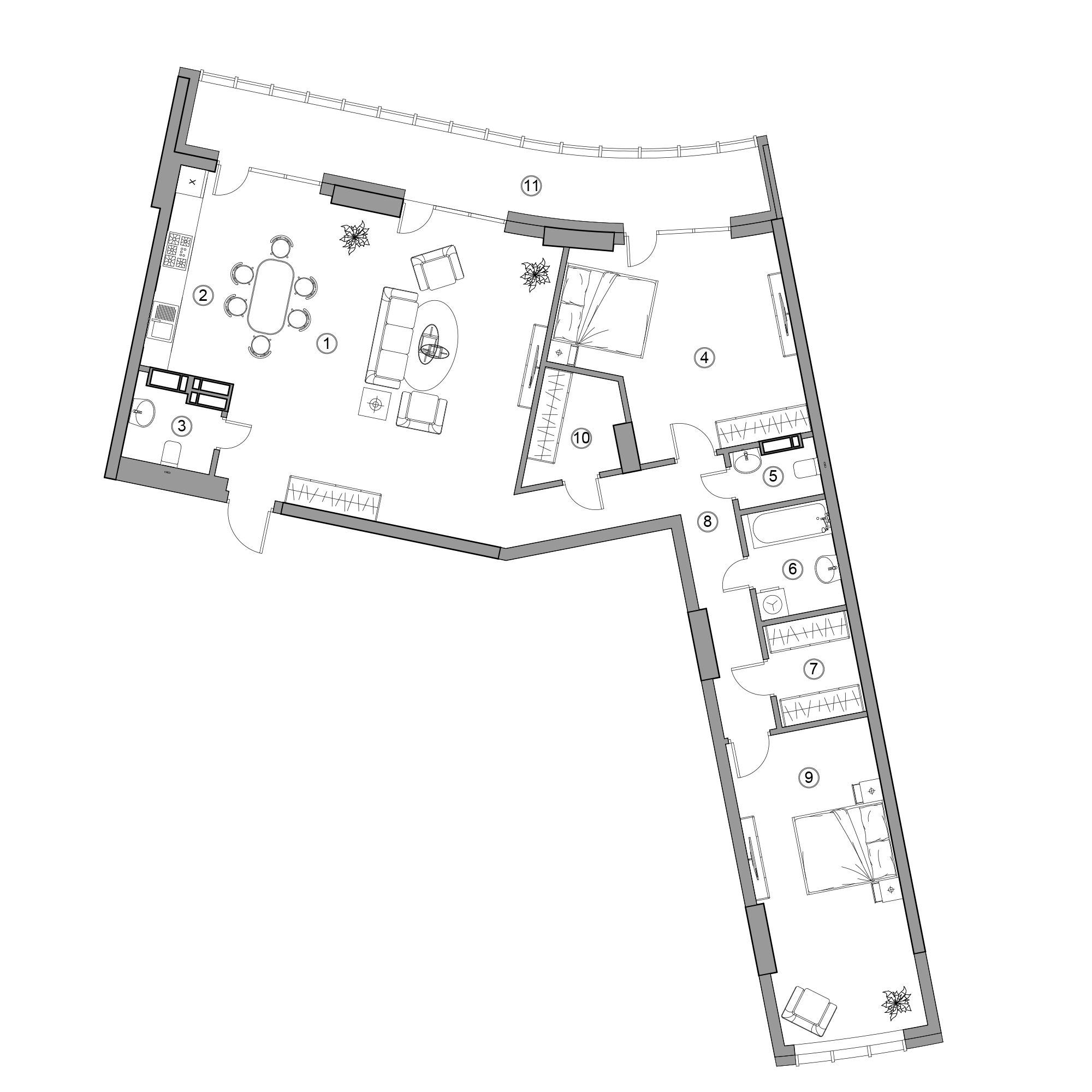 3-кімнатна 128.8 м² в ЖК Aria від 54 000 грн/м², Київ