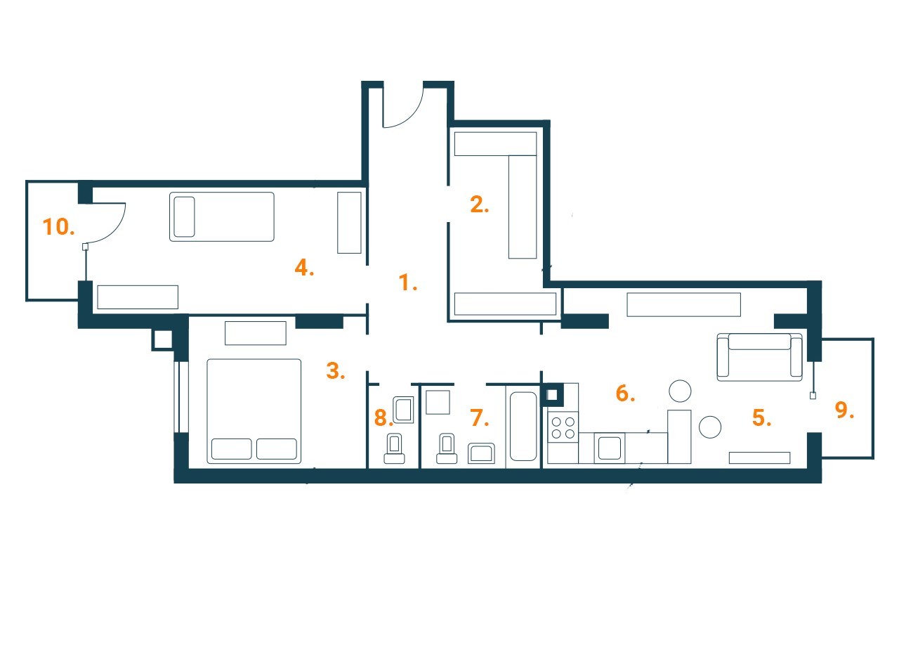 3-комнатная 78.7 м² в ЖК Аврора от застройщика, г. Буча