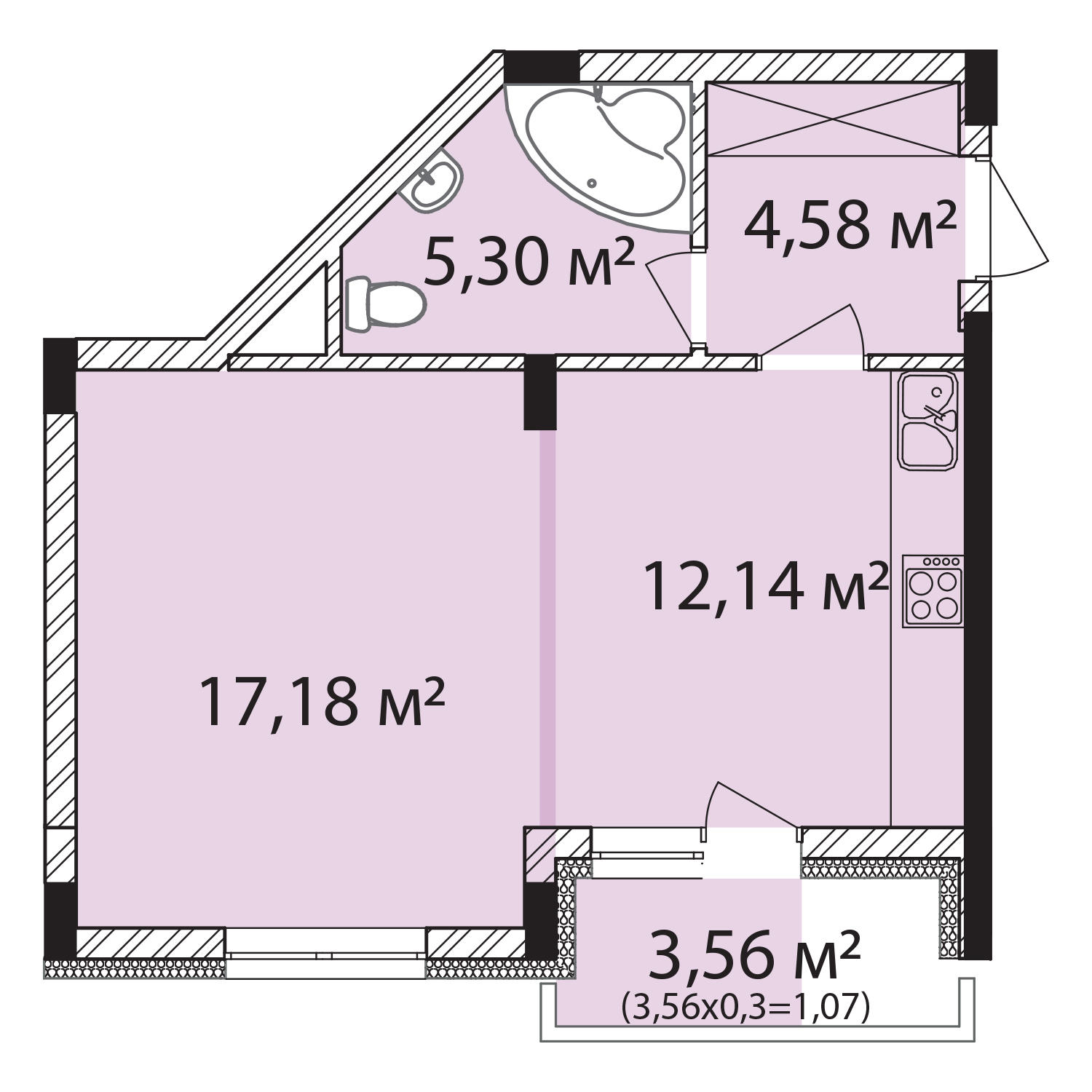 1-кімнатна 40.27 м² в ЖК Лавандовий від 17 300 грн/м², м. Бровари