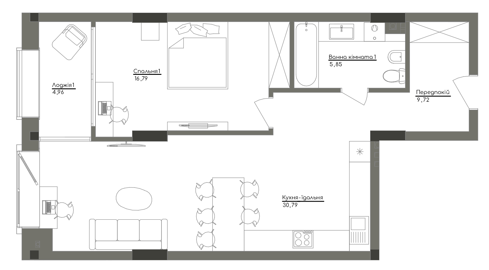 1-кімнатна 68.21 м² в ЖК Washington Concept House від 49 451 грн/м², Київ
