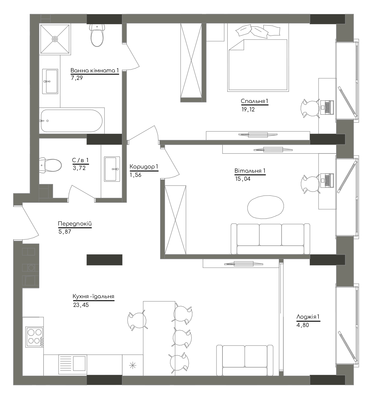 2-кімнатна 80.85 м² в ЖК Washington Concept House від 63 973 грн/м², Київ