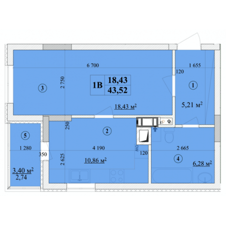 1-кімнатна 43.52 м² в ЖК Будинок на Волошина від 27 400 грн/м², Київ