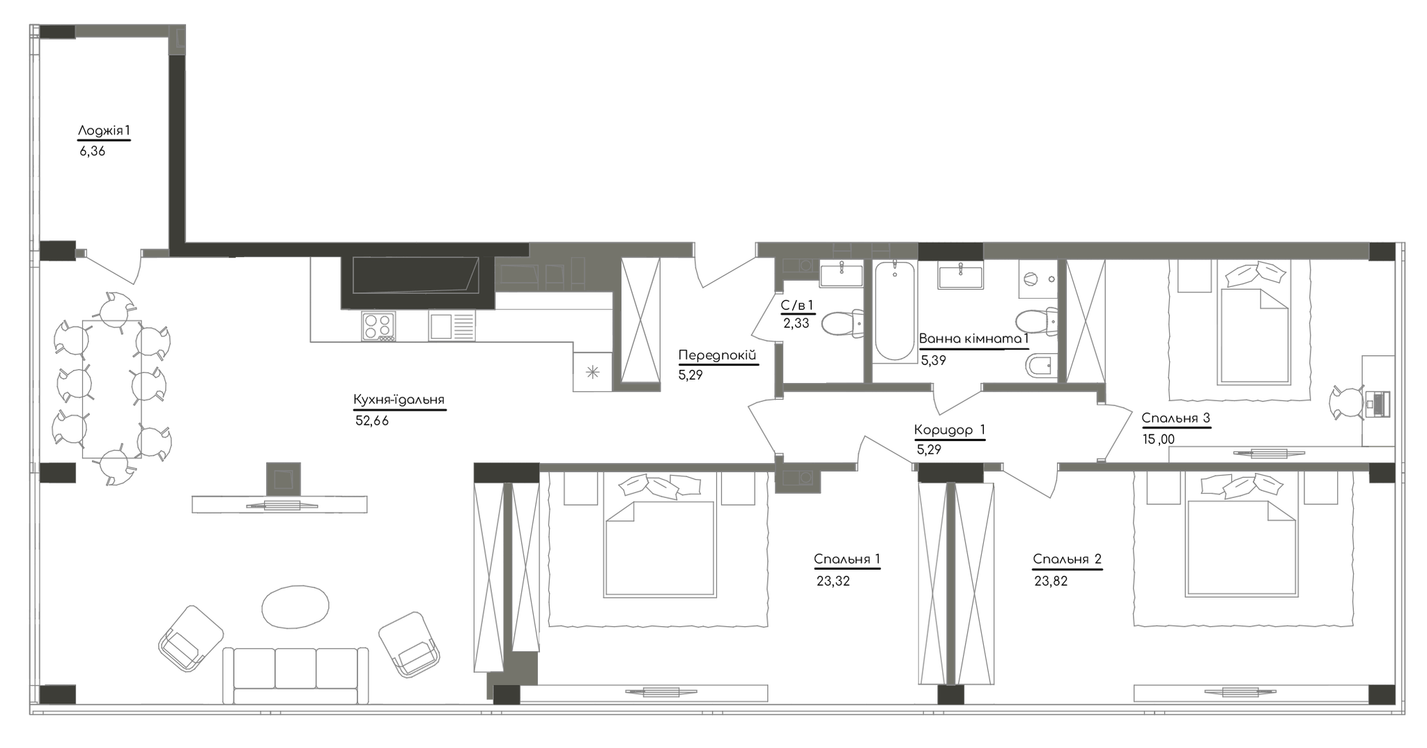 3-кімнатна 139.46 м² в ЖК Washington Concept House від 59 802 грн/м², Київ