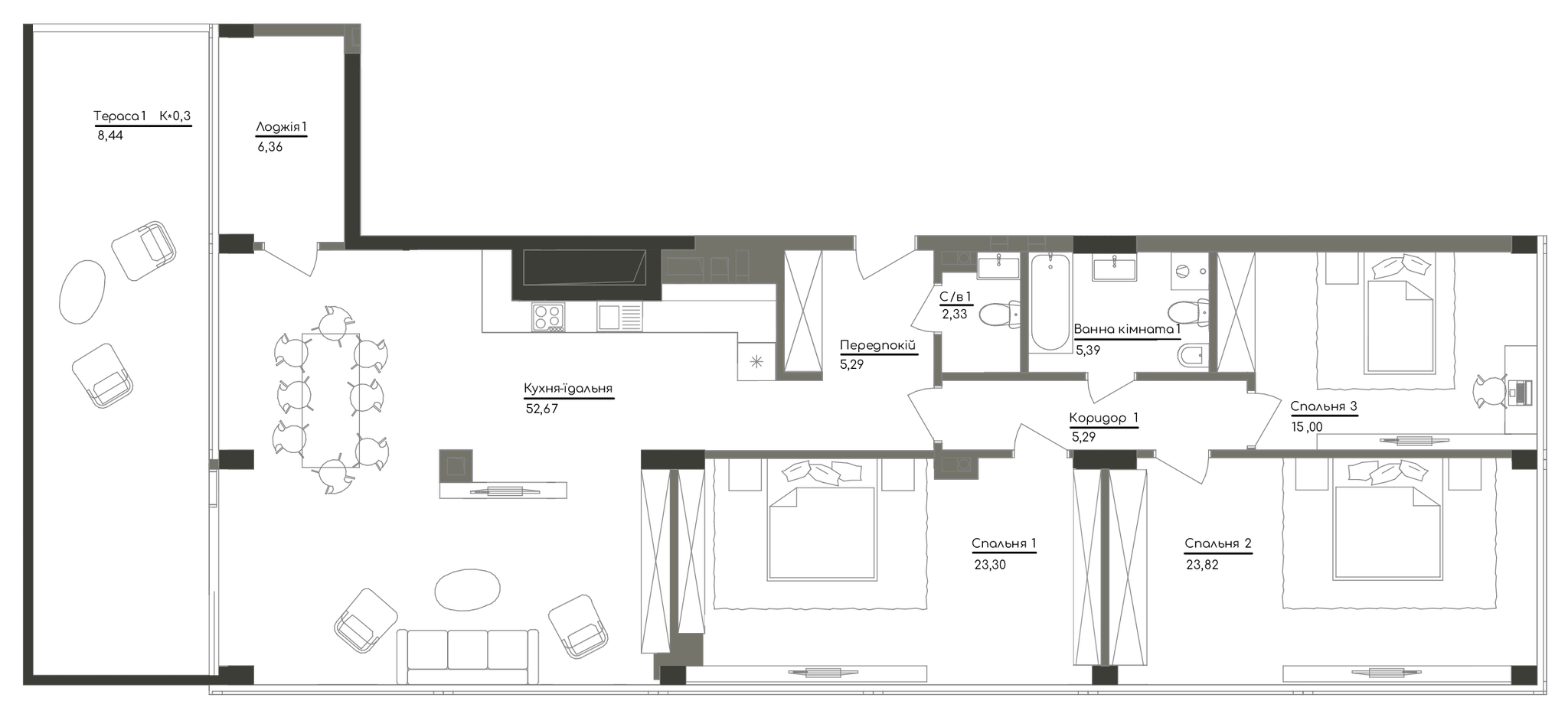 4-кімнатна 147.89 м² в ЖК Washington Concept House від 53 400 грн/м², Київ