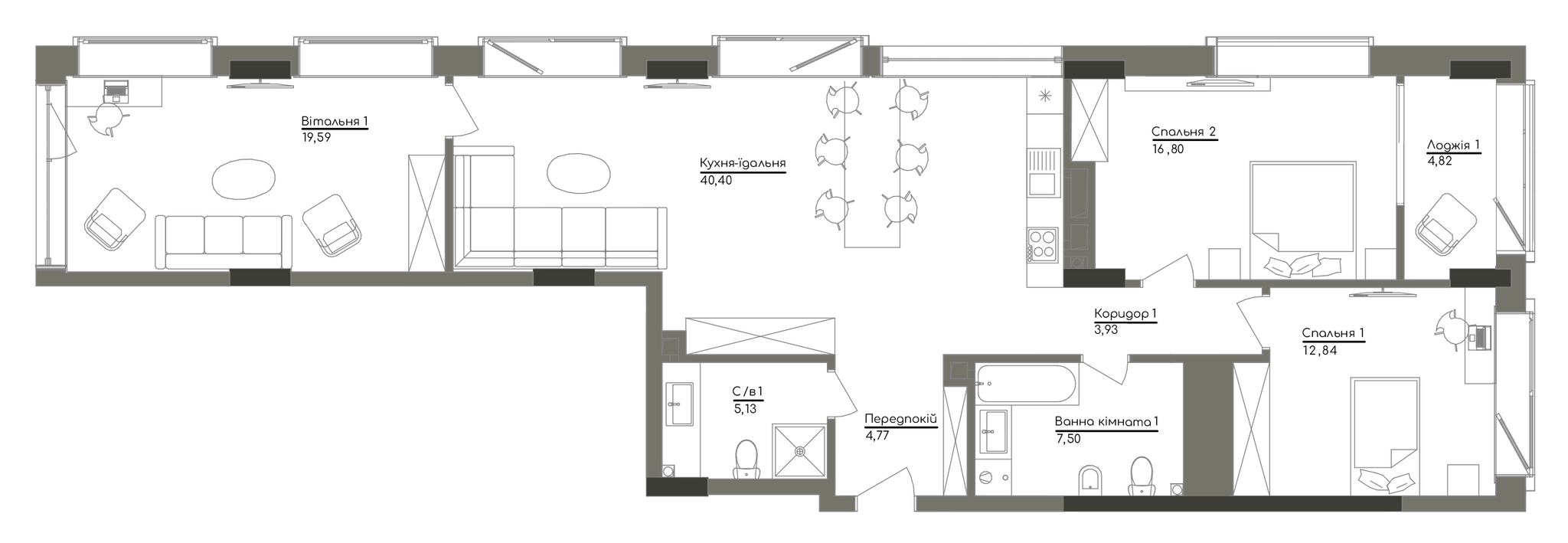 3-кімнатна 115.79 м² в ЖК Washington Concept House від 59 802 грн/м², Київ