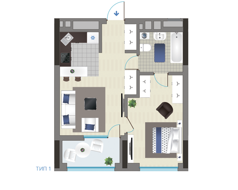 1-комнатная 46.03 м² в ЖК Славутич 2.0 от 32 000 грн/м², Киев