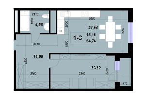 1-кімнатна 54.76 м² в ЖК ParkLand від 19 000 грн/м², Київ