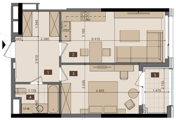 1-кімнатна 52.5 м² в ЖК Tetris Hall від 149 250 грн/м², Київ