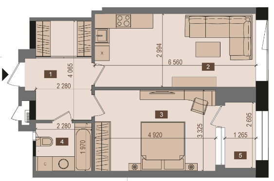 1-комнатная 52.6 м² в ЖК Tetris Hall от 149 250 грн/м², Киев