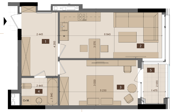 1-кімнатна 54 м² в ЖК Tetris Hall від 149 250 грн/м², Київ