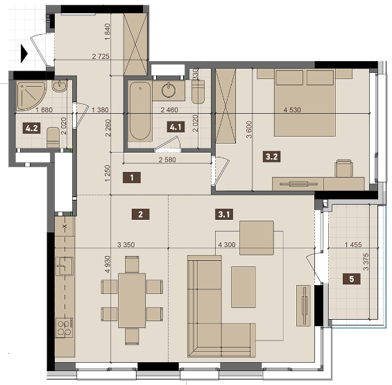 2-комнатная 76.74 м² в ЖК Tetris Hall от 149 250 грн/м², Киев