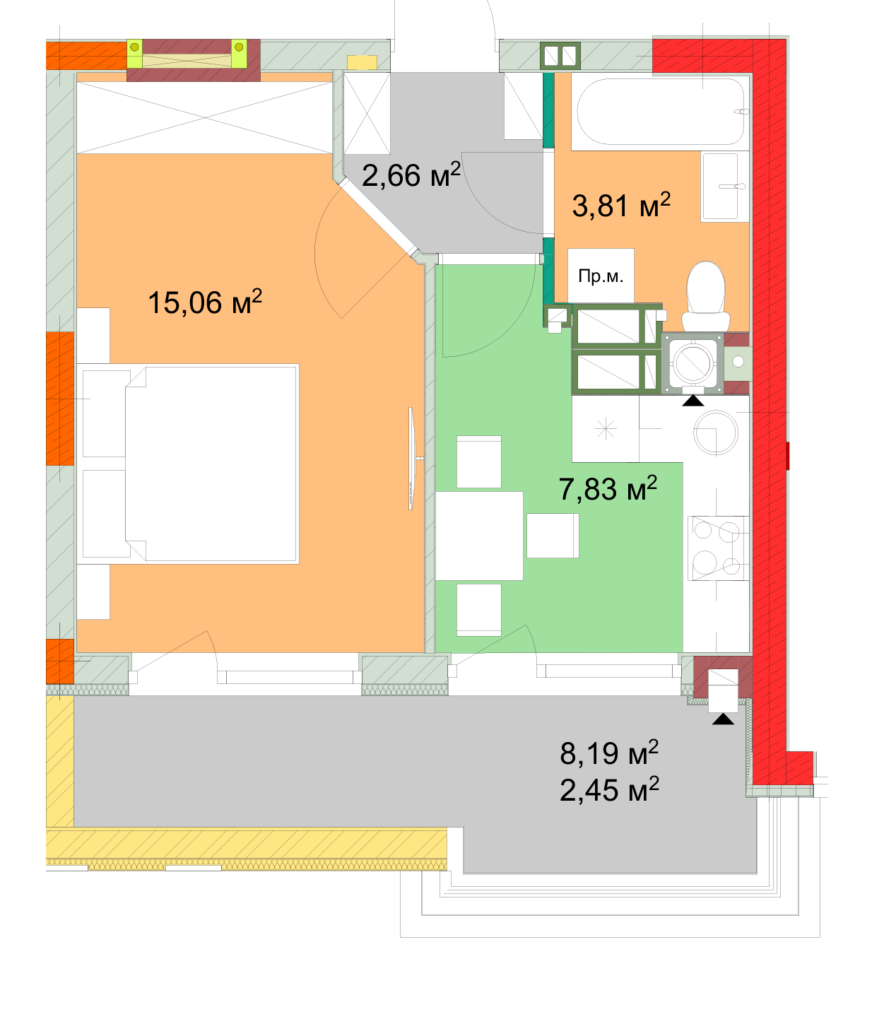 1-комнатная 31.81 м² в ЖК На Прорезной от застройщика, пгт Гостомель