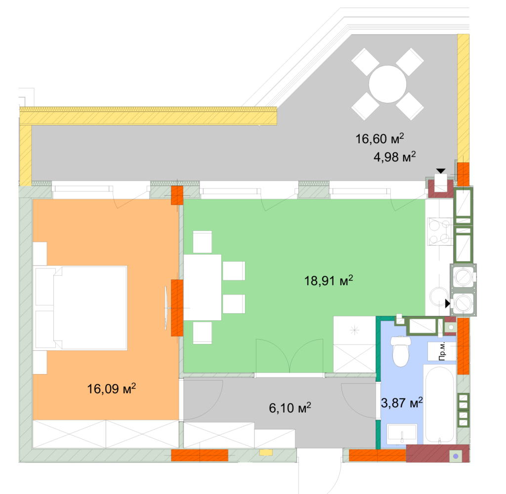 1-комнатная 49.95 м² в ЖК На Прорезной от застройщика, пгт Гостомель