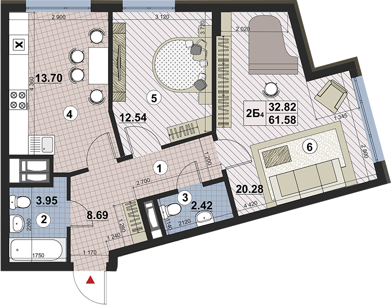 2-комнатная 61.58 м² в ЖК Paradise Avenue от 29 000 грн/м², с. Крюковщина