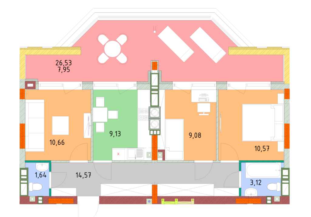 3-комнатная 66.72 м² в ЖК На Прорезной от застройщика, пгт Гостомель
