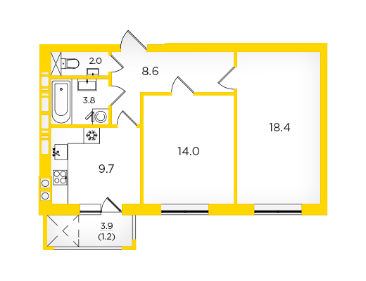2-кімнатна 57.7 м² в ЖК Scandia від 16 500 грн/м², м. Бровари