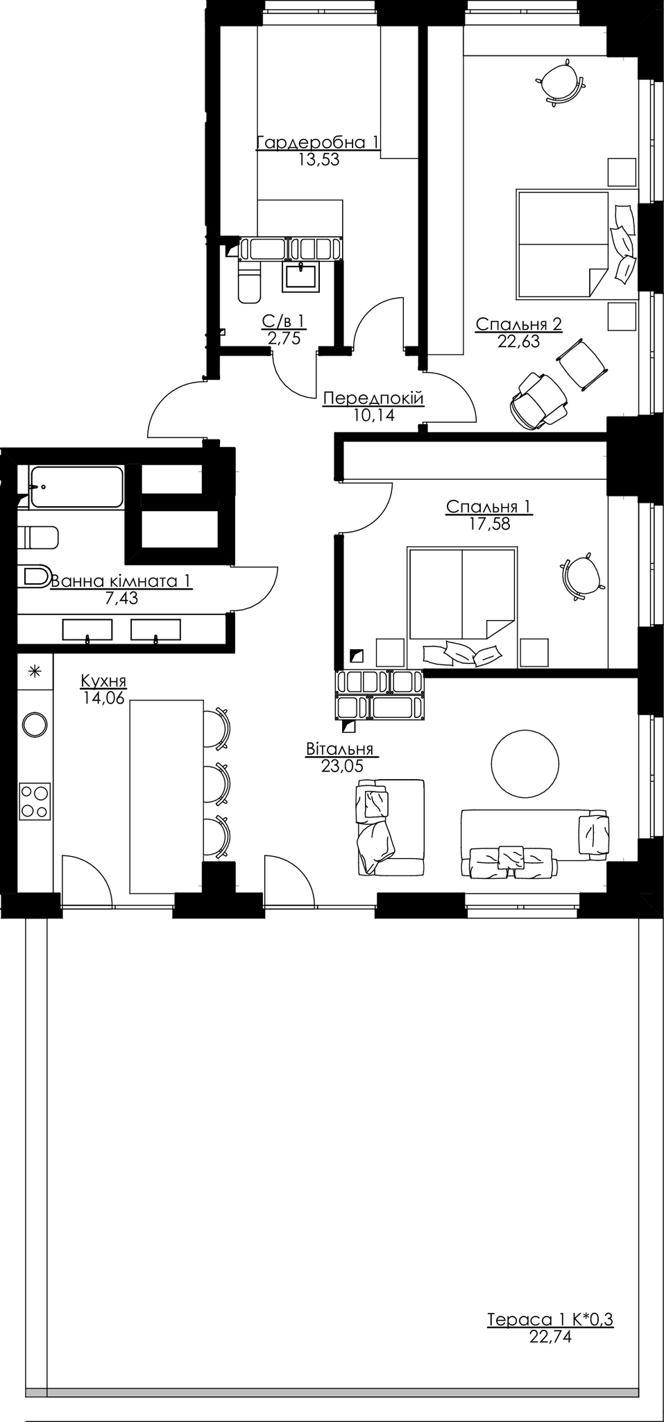 4-кімнатна 133.91 м² в ЖК Resident Concept House від 41 890 грн/м², Київ