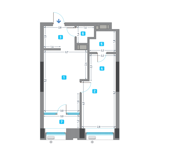 1-кімнатна 48.57 м² в ЖК Славутич від 28 050 грн/м², Київ