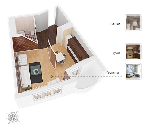 1-кімнатна 44.9 м² в ЖК Парк Стоун від 28 800 грн/м², Київ
