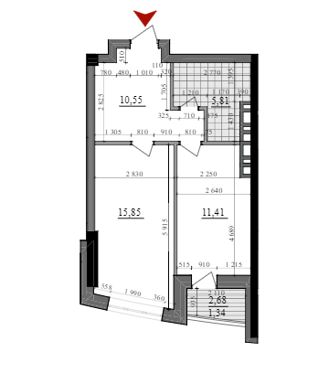 1-кімнатна 44.96 м² в ЖК A52 від 46 300 грн/м², Київ
