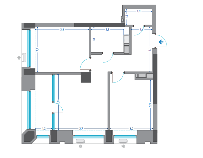 1-кімнатна 59.2 м² в ЖК Славутич від 28 050 грн/м², Київ