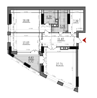 2-кімнатна 93.17 м² в ЖК A52 від 44 400 грн/м², Київ
