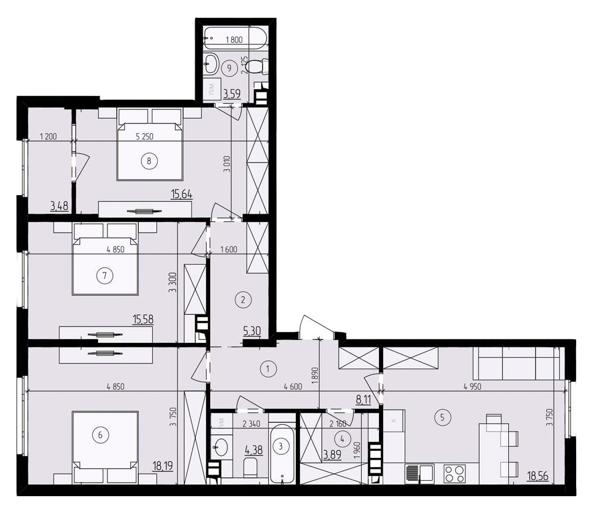 3-кімнатна 96.72 м² в ЖК Praga-2 від 18 000 грн/м², Київ