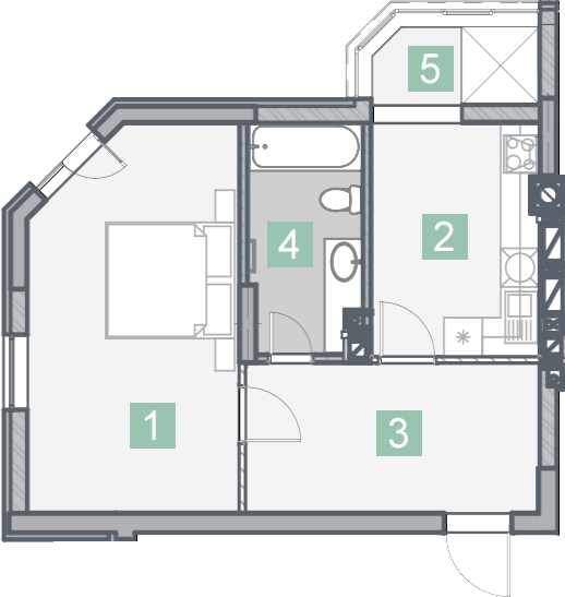 1-комнатная 46.06 м² в КД На Радистов от 27 000 грн/м², Киев