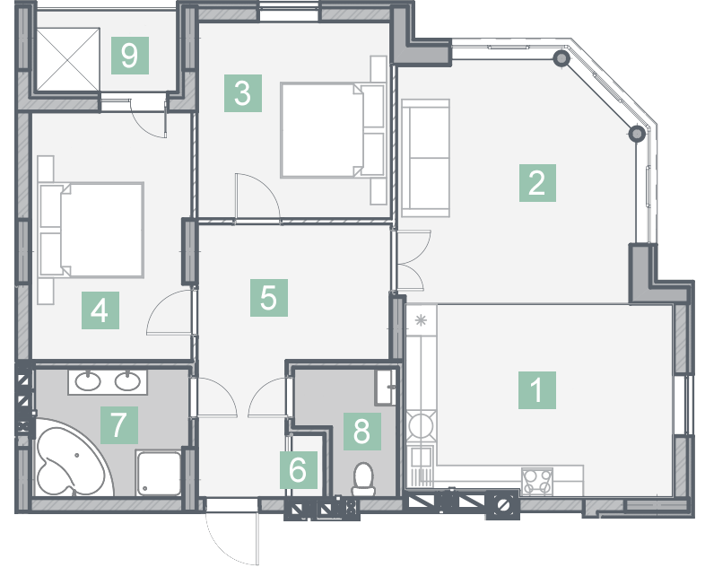 3-комнатная 93.42 м² в КД На Радистов от 30 000 грн/м², Киев