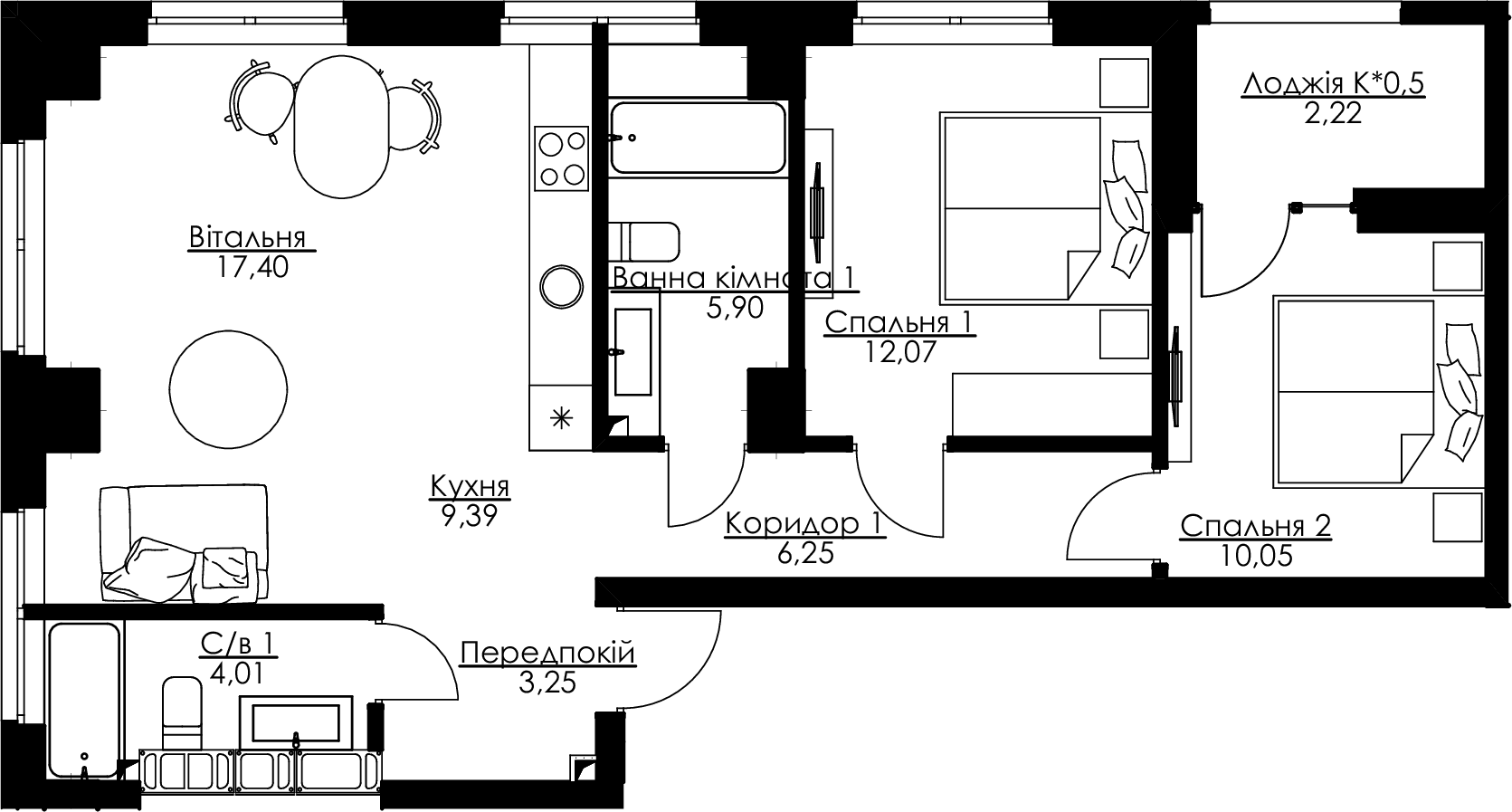 3-кімнатна 70.54 м² в ЖК Resident Concept House від 55 650 грн/м², Київ