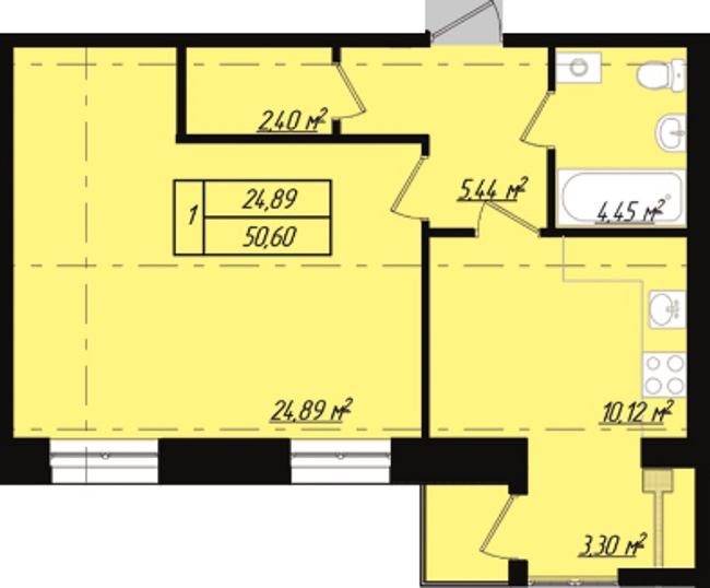 1-кімнатна 50.6 м² в ЖК Тріумф Софіївський від забудовника, с. Щасливе