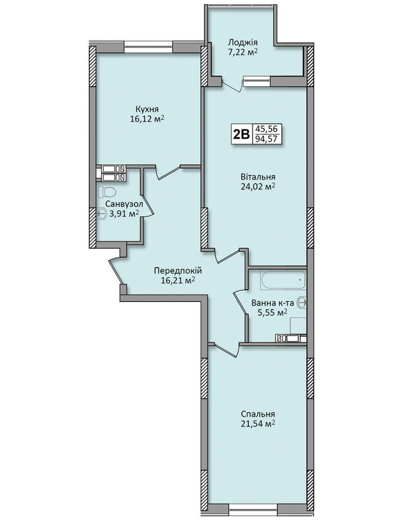 2-кімнатна 94.57 м² в ЖК по вул. Ю. Кондратюка від 20 000 грн/м², Київ