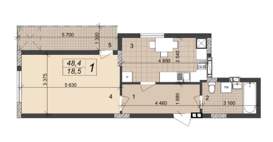 1-кімнатна 48.4 м² в ЖК на вул. Врубеля, 42А від 15 000 грн/м², Львів