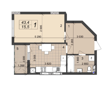1-кімнатна 43.4 м² в ЖК на вул. Врубеля, 42А від 15 000 грн/м², Львів