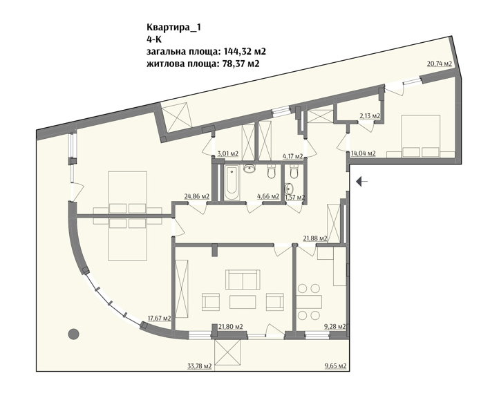 4-комнатная 144.32 м² в ЖК на ул. Варшавская, 201А от 20 850 грн/м², Львов