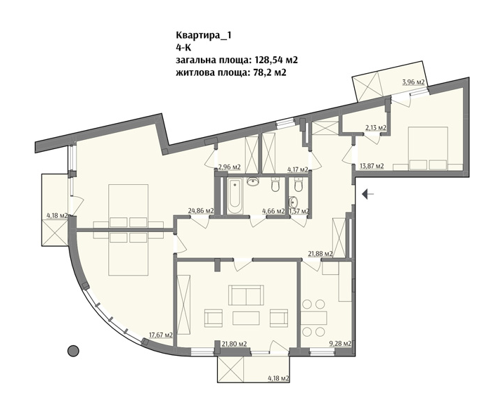 4-комнатная 128.54 м² в ЖК на ул. Варшавская, 201А от 20 850 грн/м², Львов