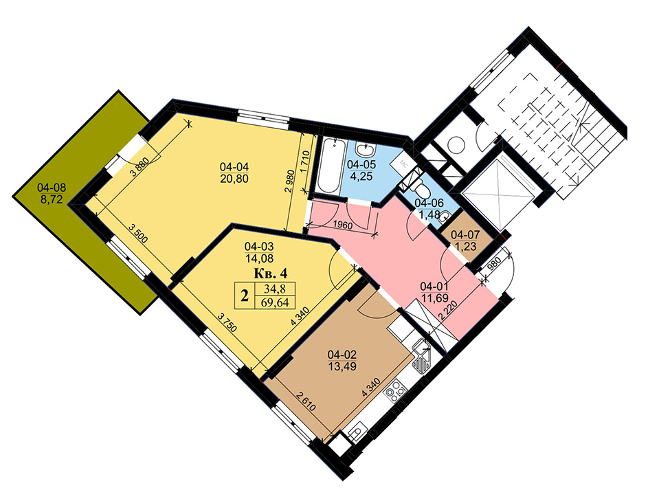 2-кімнатна 69.64 м² в ЖК на вул. Зелена, 184 від 16 850 грн/м², Львів