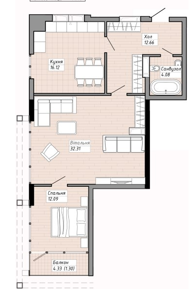 2-кімнатна 78.56 м² в ЖК на вул. Героїв УПА, 73 від 18 000 грн/м², Львів