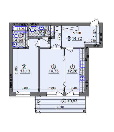 2-комнатная 70.55 м² в ЖК Липинка от 26 800 грн/м², Киев