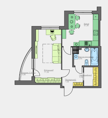 1-кімнатна 46.62 м² в ЖК Home and Park Comfort House від 14 750 грн/м², м. Бориспіль
