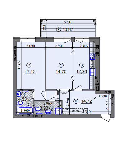 2-комнатная 70.55 м² в ЖК Липинка от 26 800 грн/м², Киев