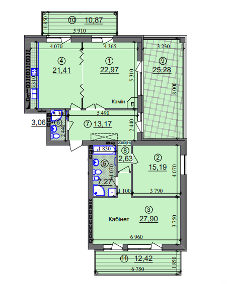 3-комнатная 128.17 м² в ЖК Липинка от 26 505 грн/м², Киев