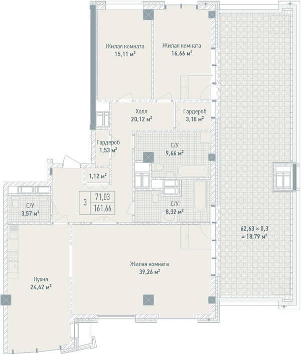 3-комнатная 161.66 м² в ЖК Бульвар Фонтанов от 71 280 грн/м², Киев