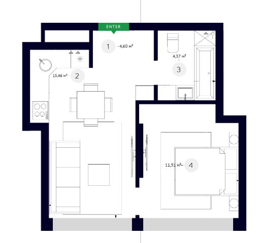 1-кімнатна 35.94 м² в ЖК White Lines від 36 650 грн/м², Київ