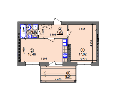 1-комнатная 48.89 м² в ЖК Липинка от 26 505 грн/м², Киев