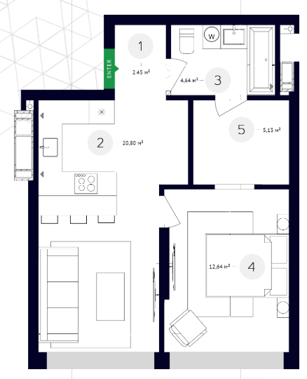 1-кімнатна 45.66 м² в ЖК White Lines від 70 250 грн/м², Київ