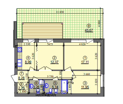 3-комнатная 69.23 м² в ЖК Липинка от 26 505 грн/м², Киев